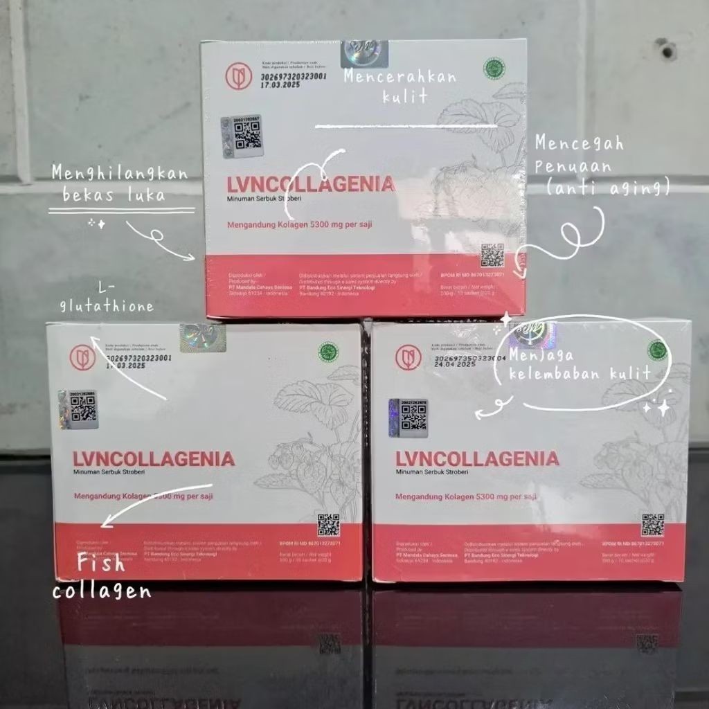 Lvn collagen 1 box isi 10 sachet original 100% bpom - collagen asli best