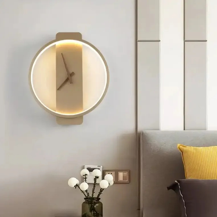 Lampu Dinding Jam Minimalis Modern Jam Dinding LED Estetik Lampu Hias Kamar Tidur Ruang Tamu Koridor