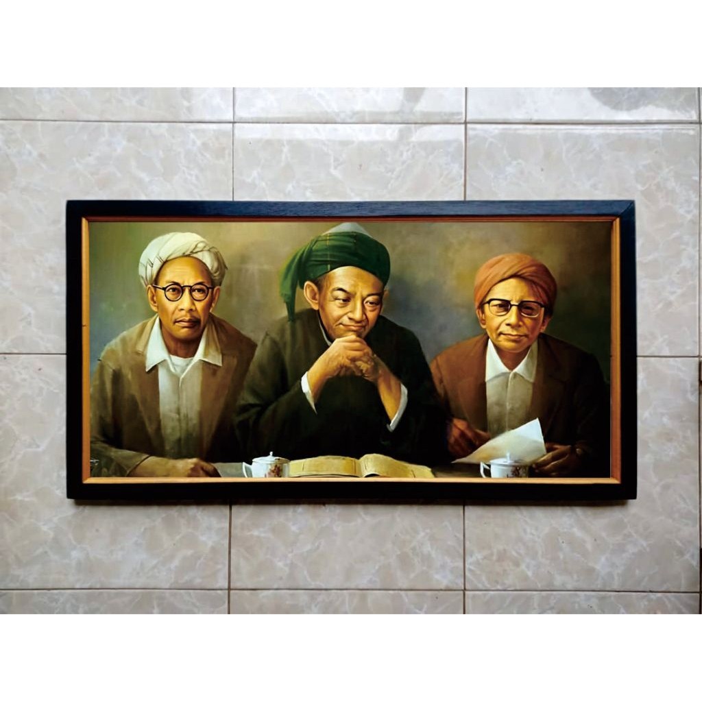 Hiasan dinding cetak gambar Ulama NU plus Bingkai