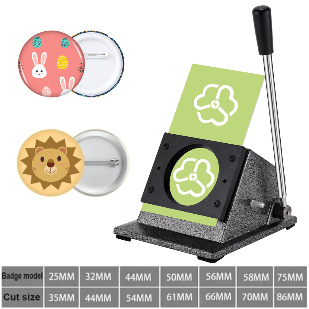 Button Paper Cutter Graphics Punch e Cutting Manual Round Badge Making for 2532374450565875mm Y Circ