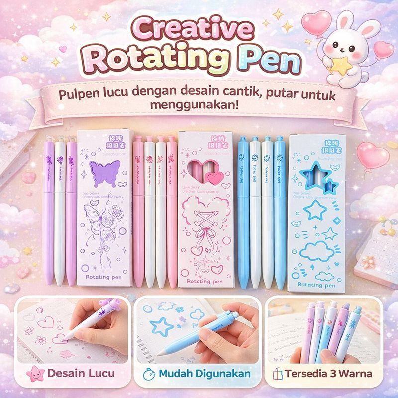 Pulpen Gel Aesthetic Isi 4 PCS/Set Pulpen Gel Charm Tinta Hitam Pulpen Gel Lucu untuk Hadiah dan Sou