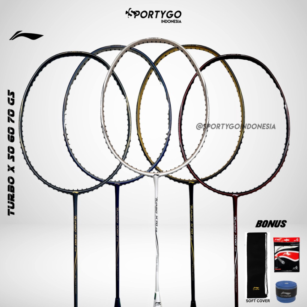 Raket Lining TURBO X 50 60 70 G5 Badminton Original