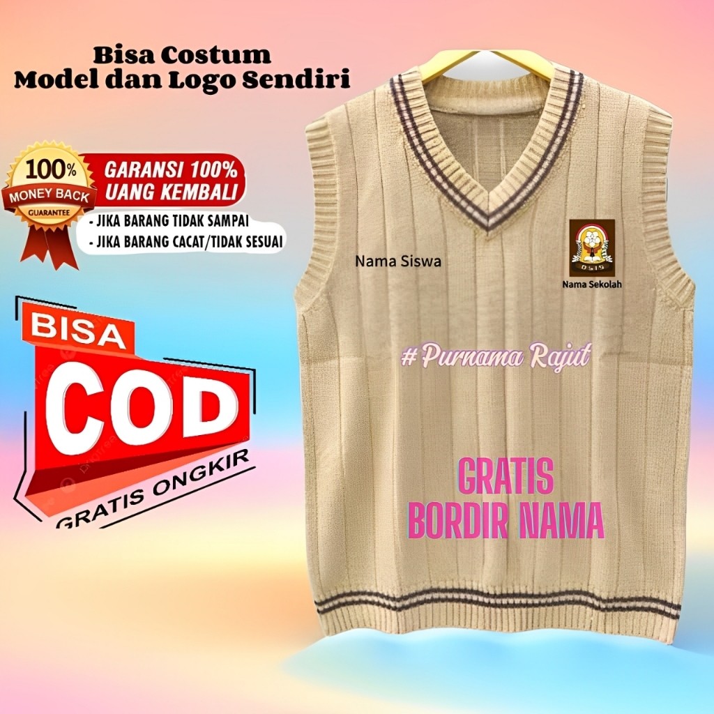 SEDEKA - VEST RAJUT - ROMPI PRIA WANITA PREMIUM  WARNA NAVY HITAM ABU CREAM COKSU MERAH MAROON baru