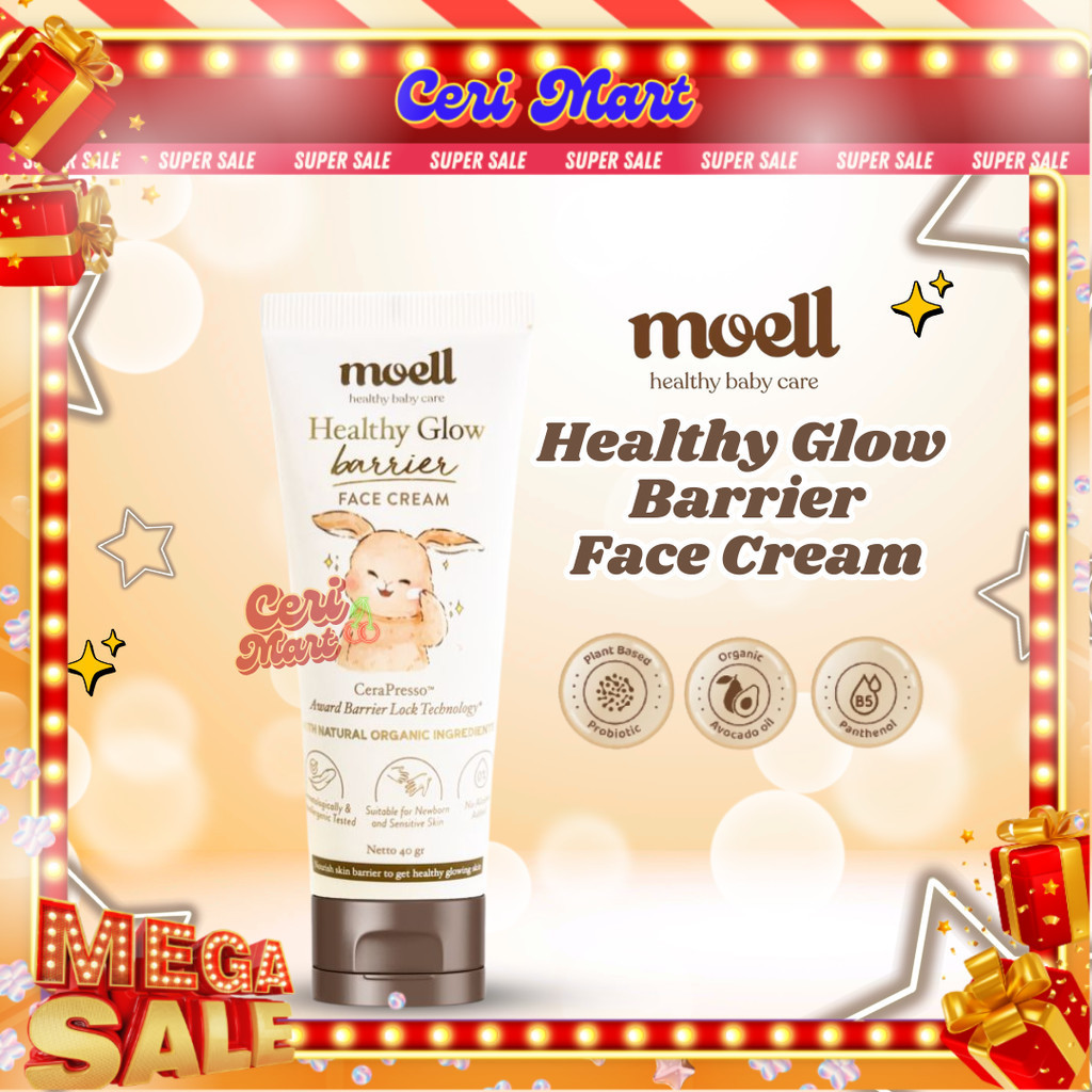 Moell Face Cream 40gr Healthy Glow Barrier Skincare Untuk Bayi & Anak moel cream wajah skin