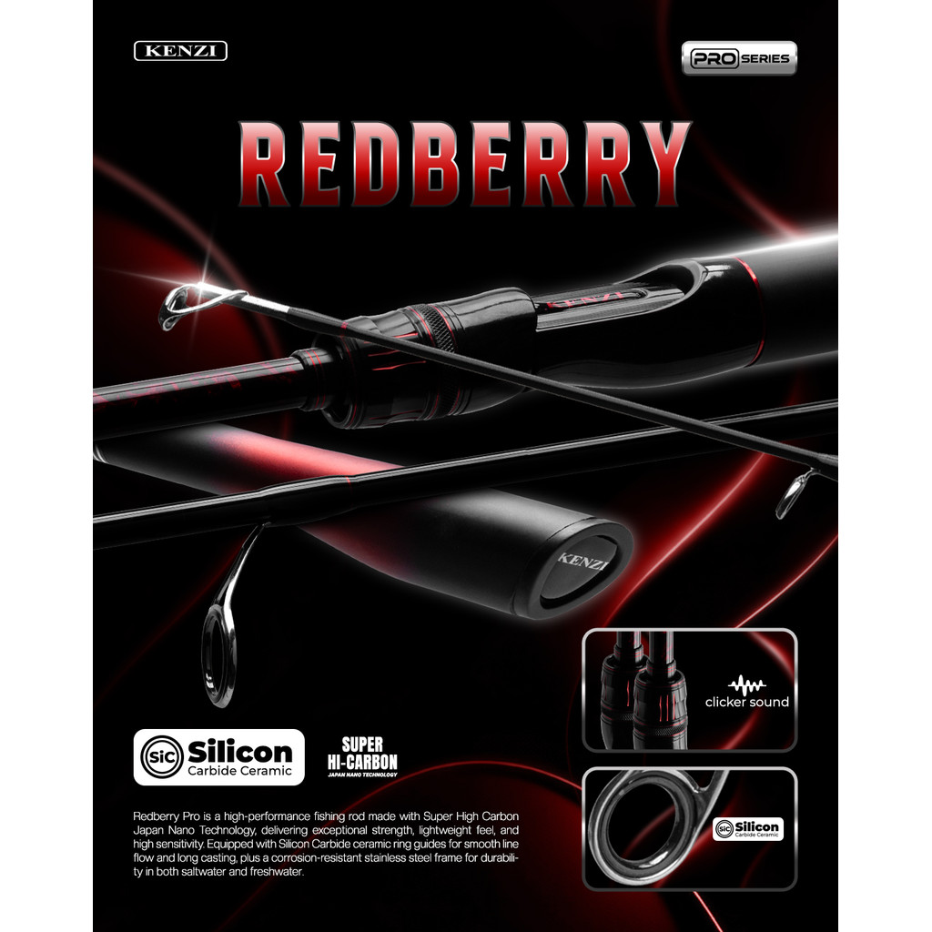 JORAN KENZI REDBERRY PRO 602  SiC Guide Stainless Frame Solid Carbon 1.8m 5-12lbs 6-14lbs 7-15lbs 8-
