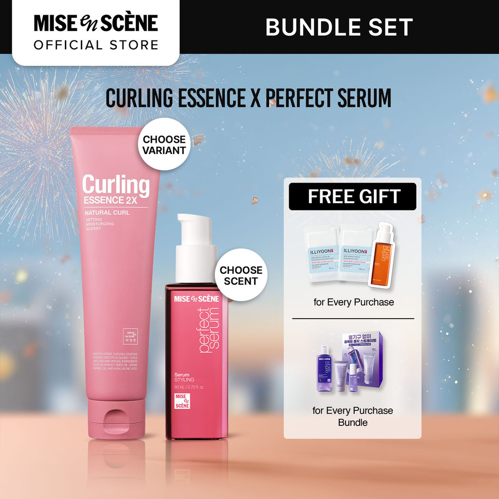 [PAKET HEMAT ISI 2] mise en scene Curling Essence 150ml + Perfect Serum 80ml - Paket Perawatan Rambu