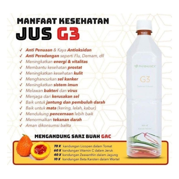 Juice Kesehatan G3 1 Botol Pharmaa ASLI ORIGINAL
