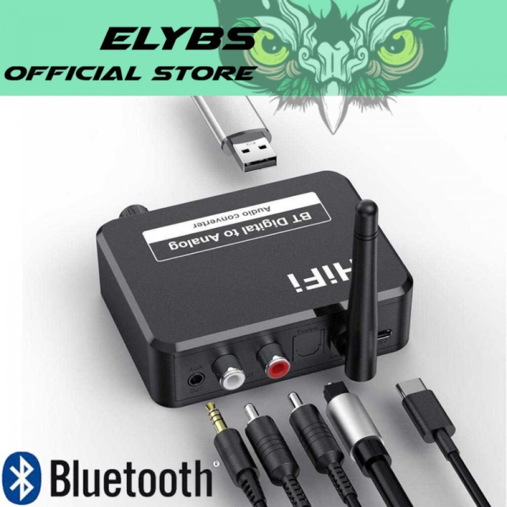 Adapter Audio Bluetooth Receiver DAC Digital To Analog RCA AUX Optic