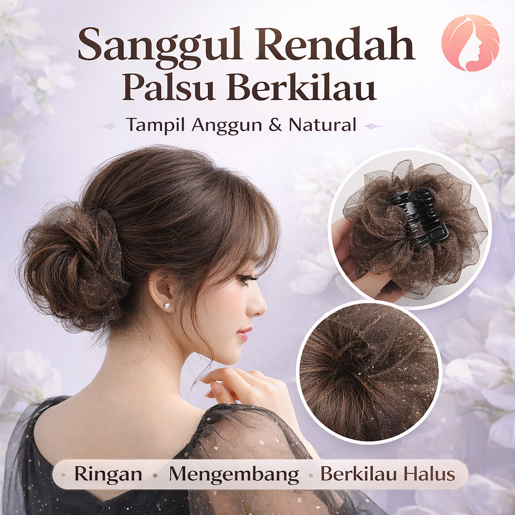 Pengiriman dalam 24 jam / Sanggul rendah gaya Korea / Sanggul rendah kasual gaya Korea / Alat keriti