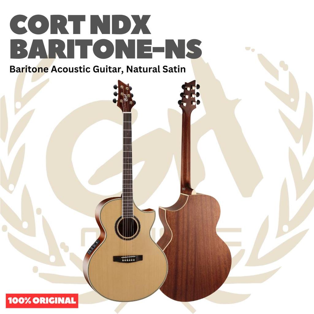 Cort NDX Baritone-NS Baritone Acoustic Guitar, Natural Satin - Gitar Akustik Baritone Low Standard T