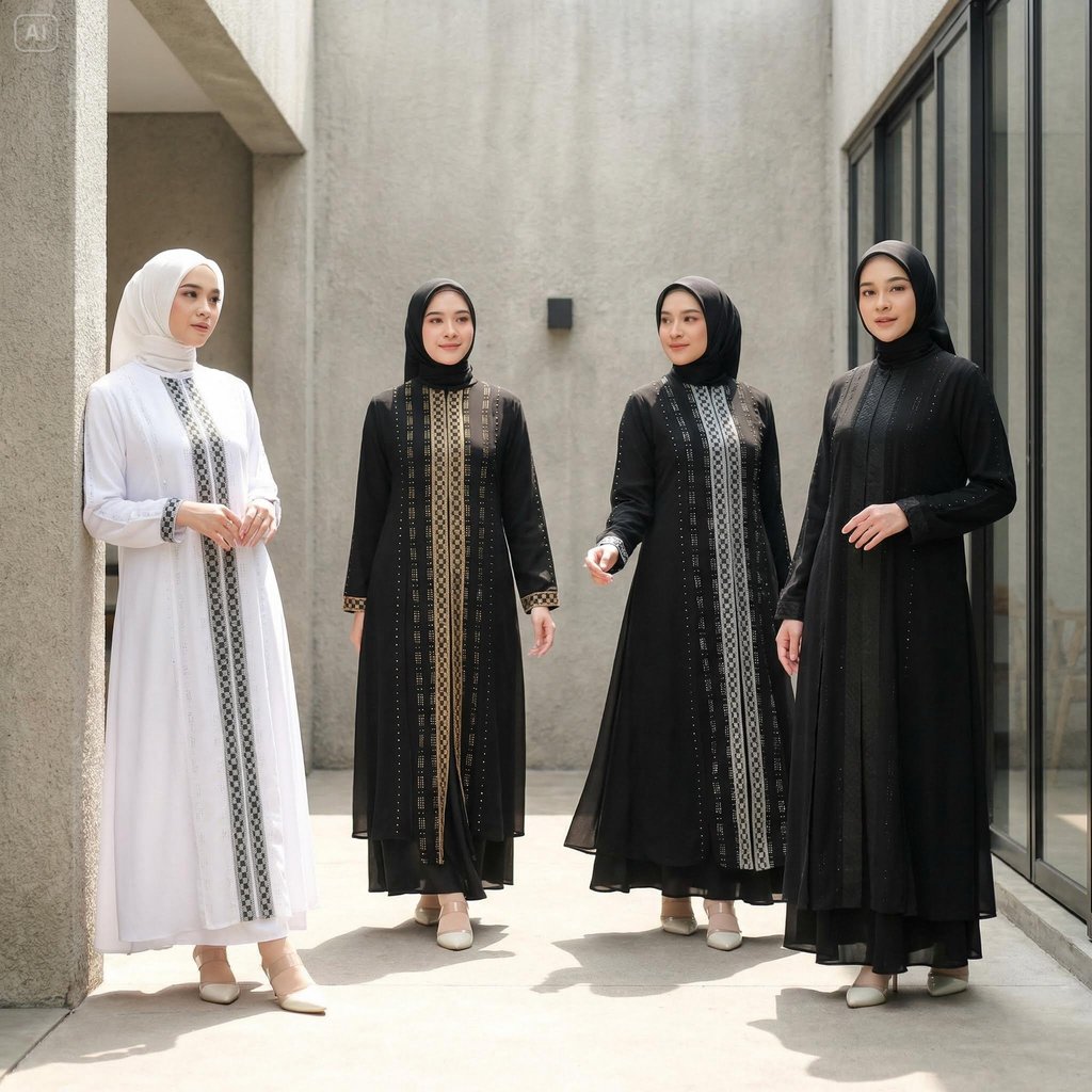 Gamis Premium Abaya Turkey Hitam Bordir Payet Mewah Jersey Ceruty Wanita Remaja Terbaru 2026