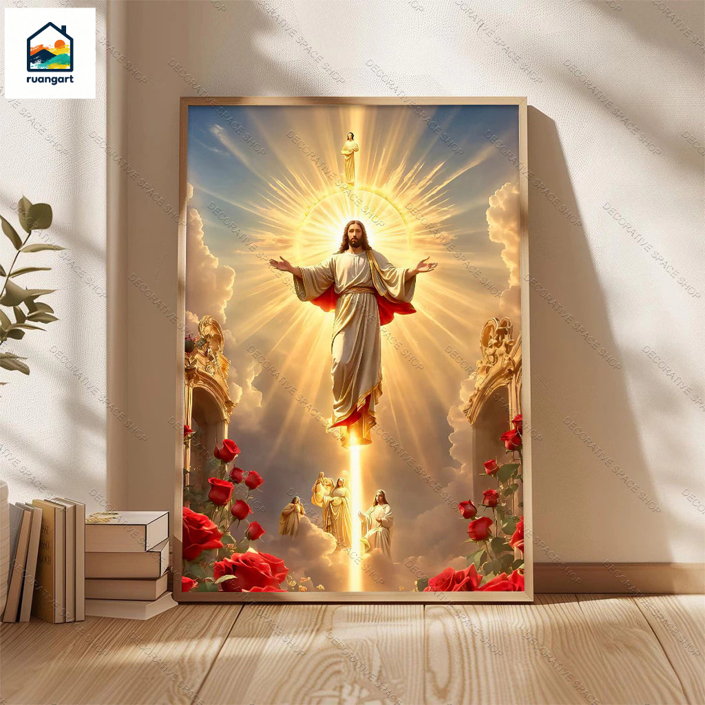 Dekorasi Dinding Kamar 40*60cm Tamu Yesus Kristen, Lukisan Dinding Bulat Tuhan, Dekorasi Dinding Mew