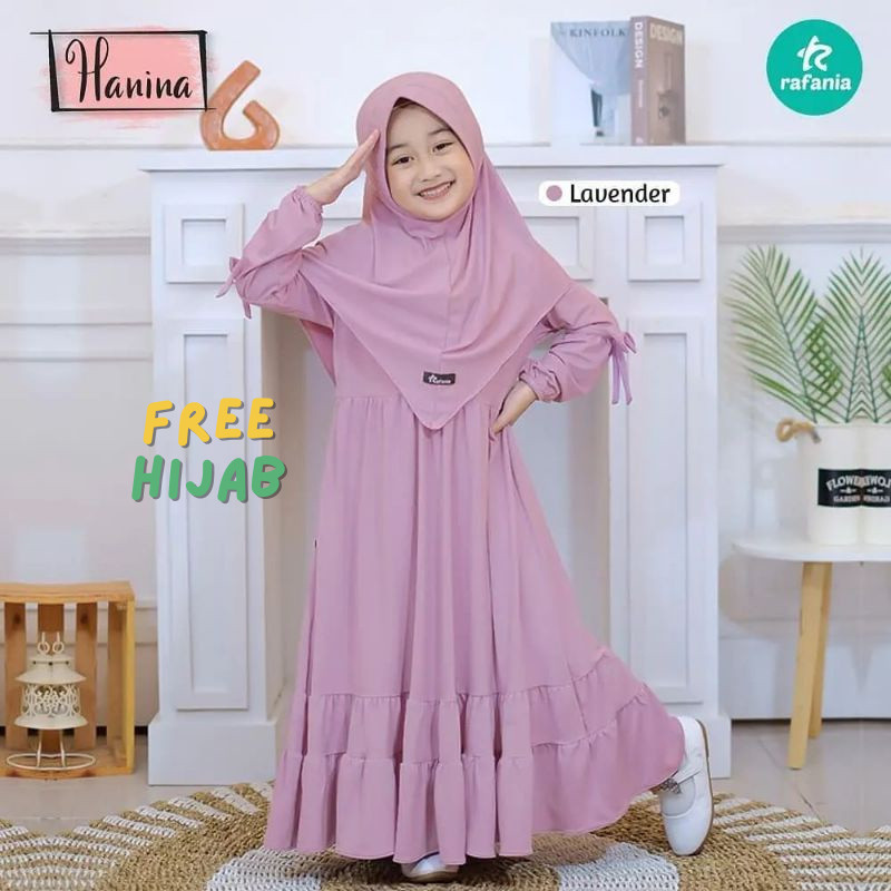BENA.STORE HANINA KIDS SYAR'I SET KHIMAR/GAMIS ANAK TERMURAH MODEL TERBARU /GAMIS ANAK TERBARU UMUR 