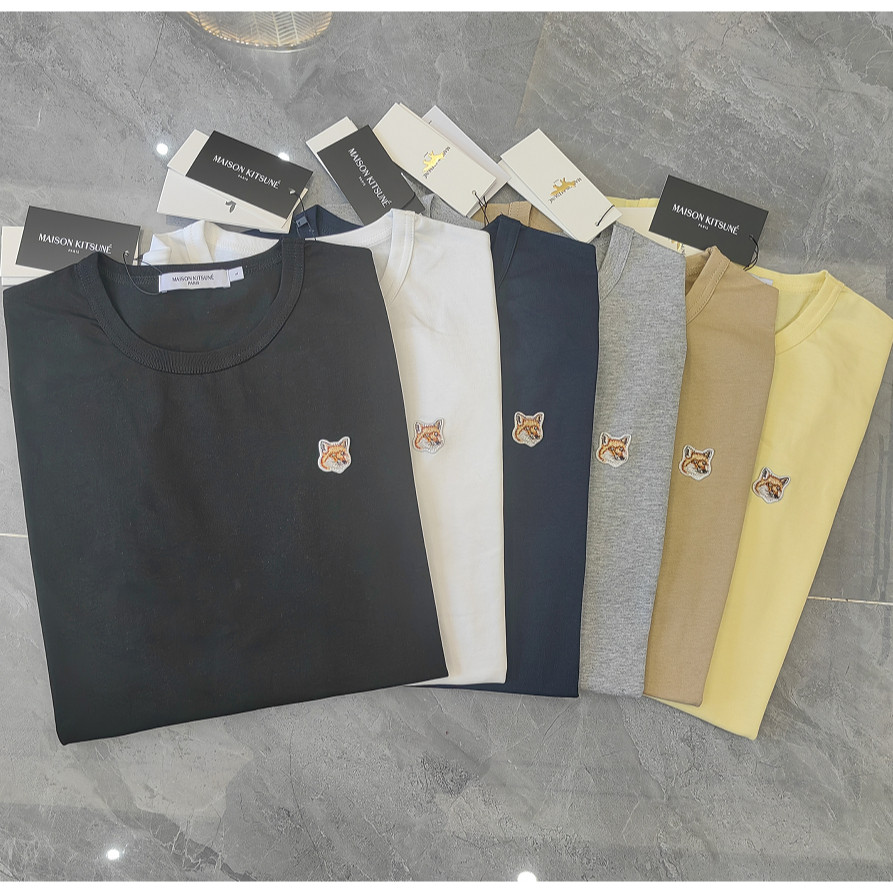 8802# Maison Kitsune single fox head katun kaos pendek unisex