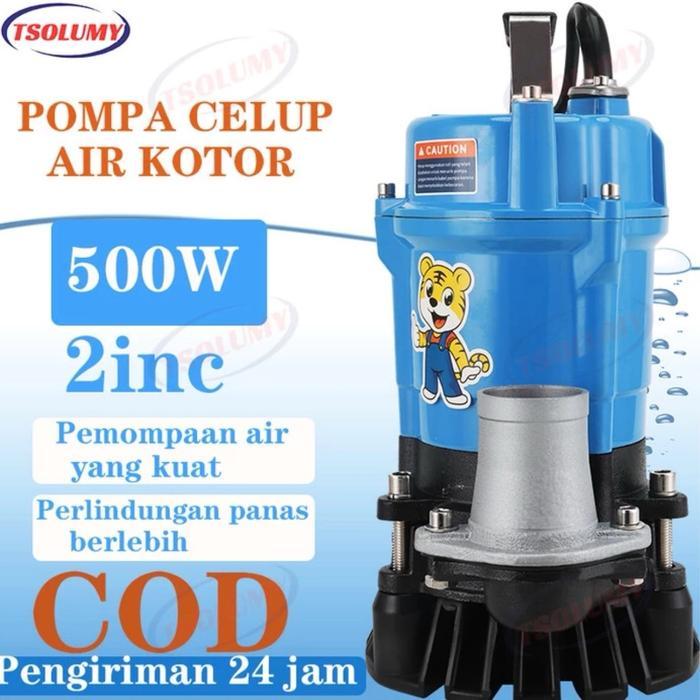Pompa celup air kotor 500W Size 2 Inci Pompa kolam ikan pompa banjir