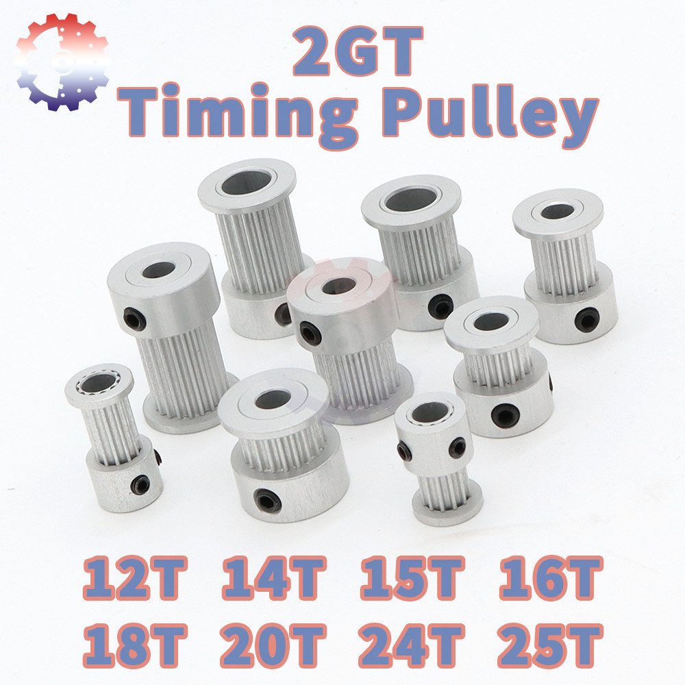 Pulley Timing 2GT GT2 12T 14T 15T 16T 18T 20T 24T 25T Pulley 2M Roda Sinkron untuk Printer 3D Pulley