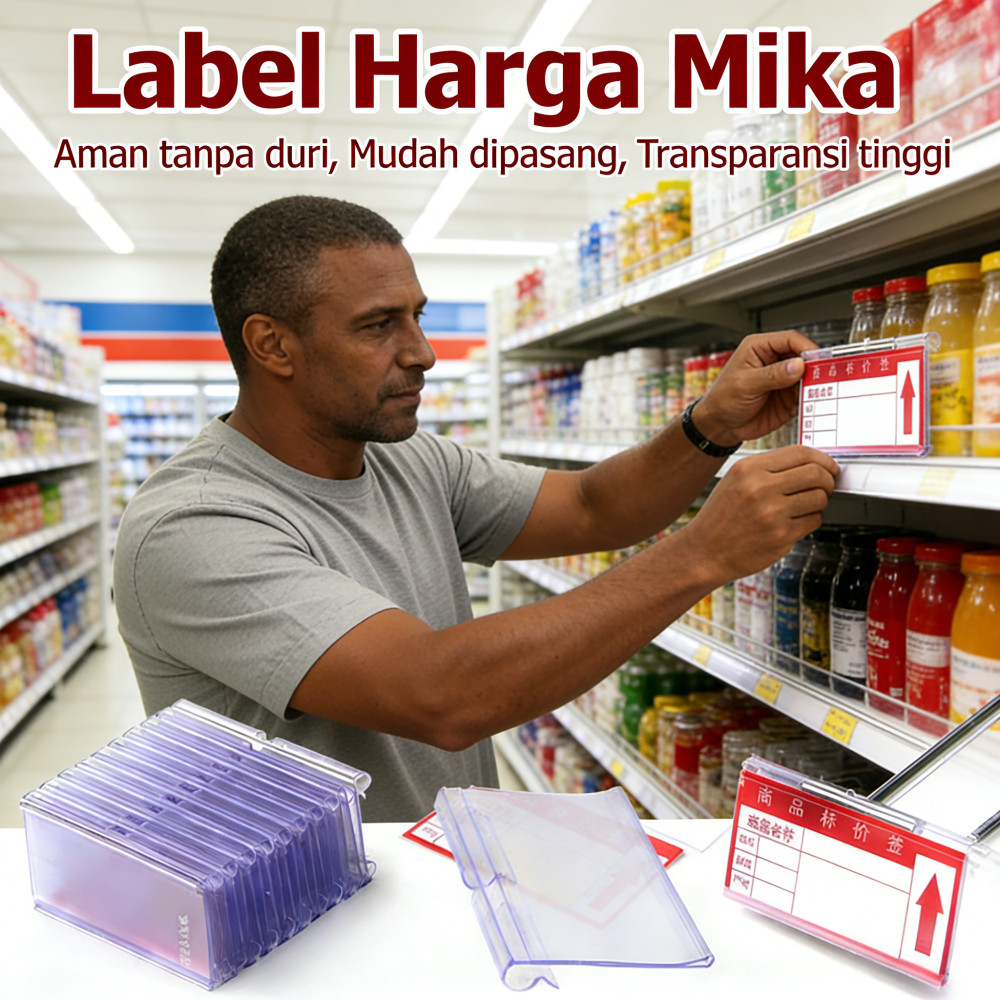 Label Price Mika Tag Holder PVC Minimarket Holder Tag Card Price Label