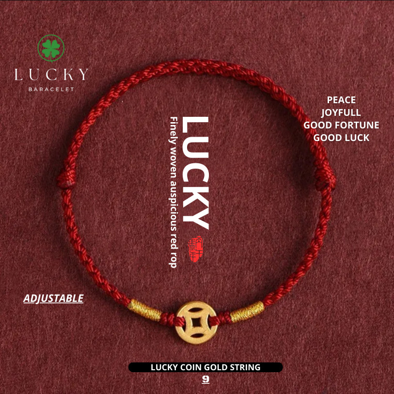 LUCKY BRACELET - GELANG LUCKY COIN GOLD STRING ASLI HANDMADE BERKUALITAS ADJUSTABLE