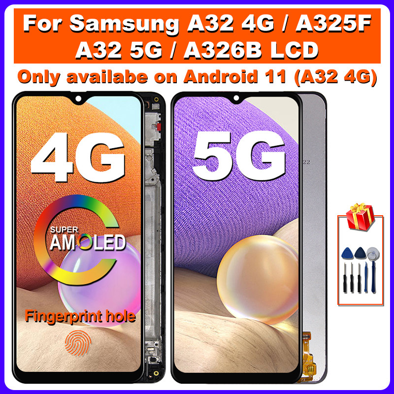AMOLED Untuk Samsung Galaxy A32 4G LCD SM-A325F SM-A325M Pengganti Layar Sentuh Untuk Samsung A32 5G