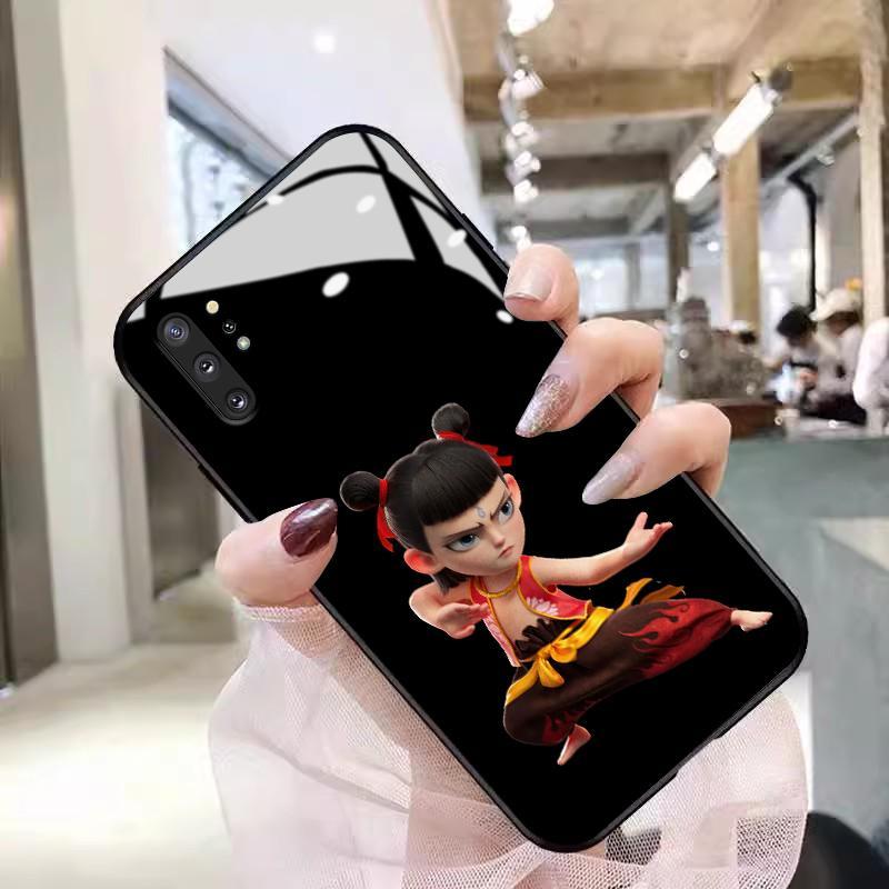 Case For Samsung Note 10 Plus 9 4G 5G HD Tempered Glass Hard Anime Nezha Silicone