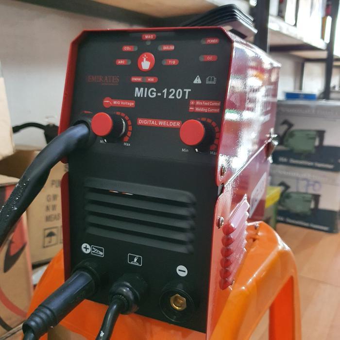 MESIN TRAFO LAS MIG MIGi TANPA GAS CO2 120 A AMPERE EMIRATES + KAWAT