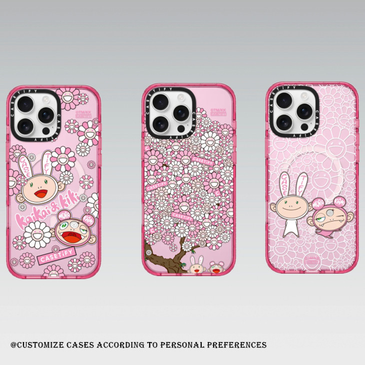 CASETIFY TAKASHI MURAKAMI KAIKAI KIKI Magnetic Pink Fizz Case for IPhone 16 16Pro 11 12 13 14 15 Plu