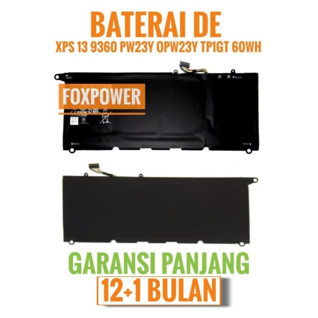 BATERAI DELL XPS 13 9350 9343 9360 13D 9343 PW23Y 90V7W JHXPY 5K9CP JD25G 52WH