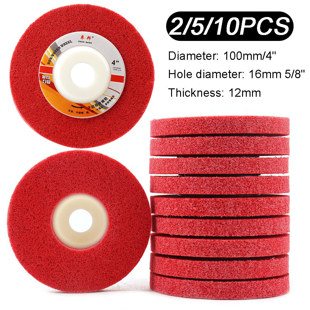 210Pcs 4 Nylon Fiber Polishing Wheel Non woven Abrasive sc 100mm Grinng Polishing Wheel For Metal Fi