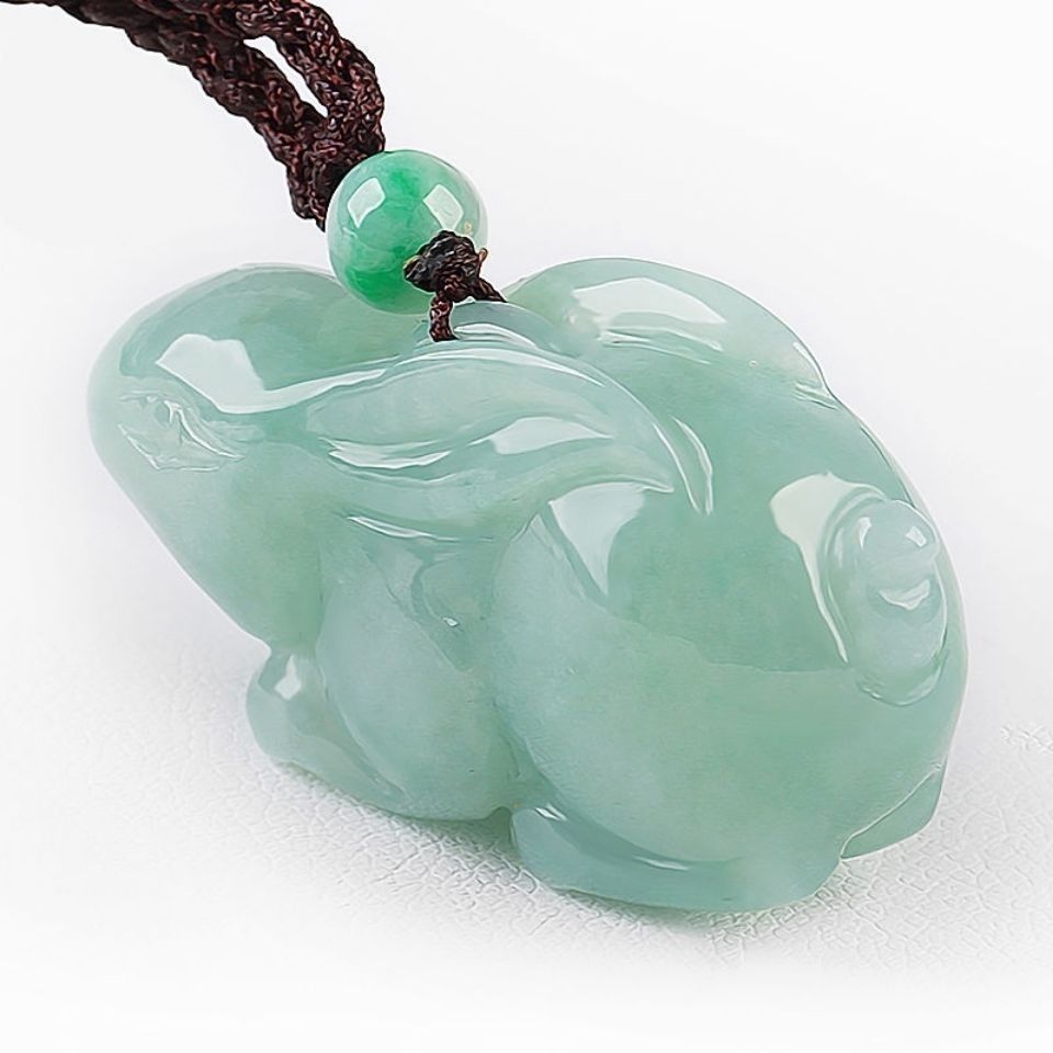 Liontin Kelinci Giok Zodiak Tiga Dimensi Kalung Giok Kelinci Pria dan Wanita
