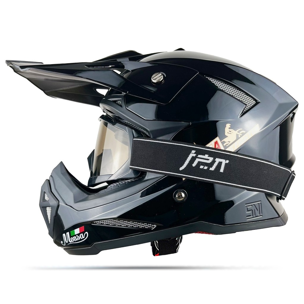 PROMO Helm Motor Trail Monsa Cross Solid Anak Sampai Dewasa SNI Paket Goggle