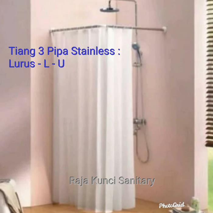 Ganesha Utama Tiang Shower Curtain U,L,Lurus/Tirai Kamar Mandi Stainless (PROMO) - Alumunium