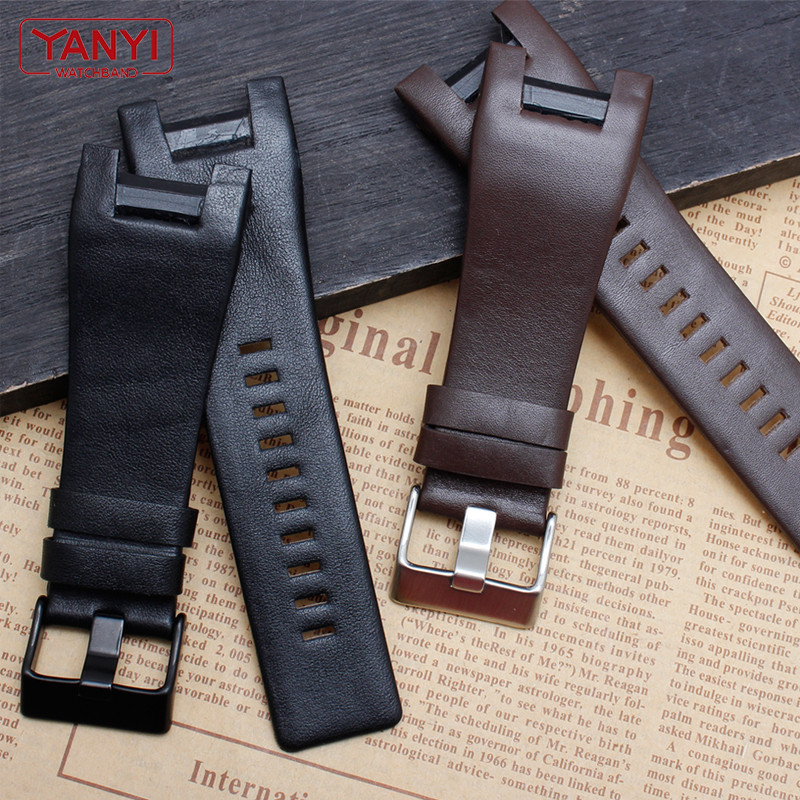 Genuine Leather Bracelet 32mm watchband for esel watch strap wristwatches band for DZ1216 DZ1273 DZ4
