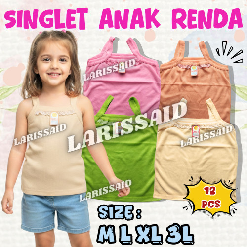 12 PCS Tanktop Singlet Renda Wanita Remaja Dewasa / Grosir Singlet Renda M L XL 3L