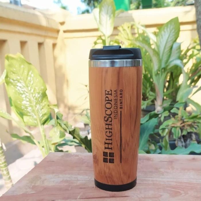 tumbler stainless kayu jati custom nama gravir