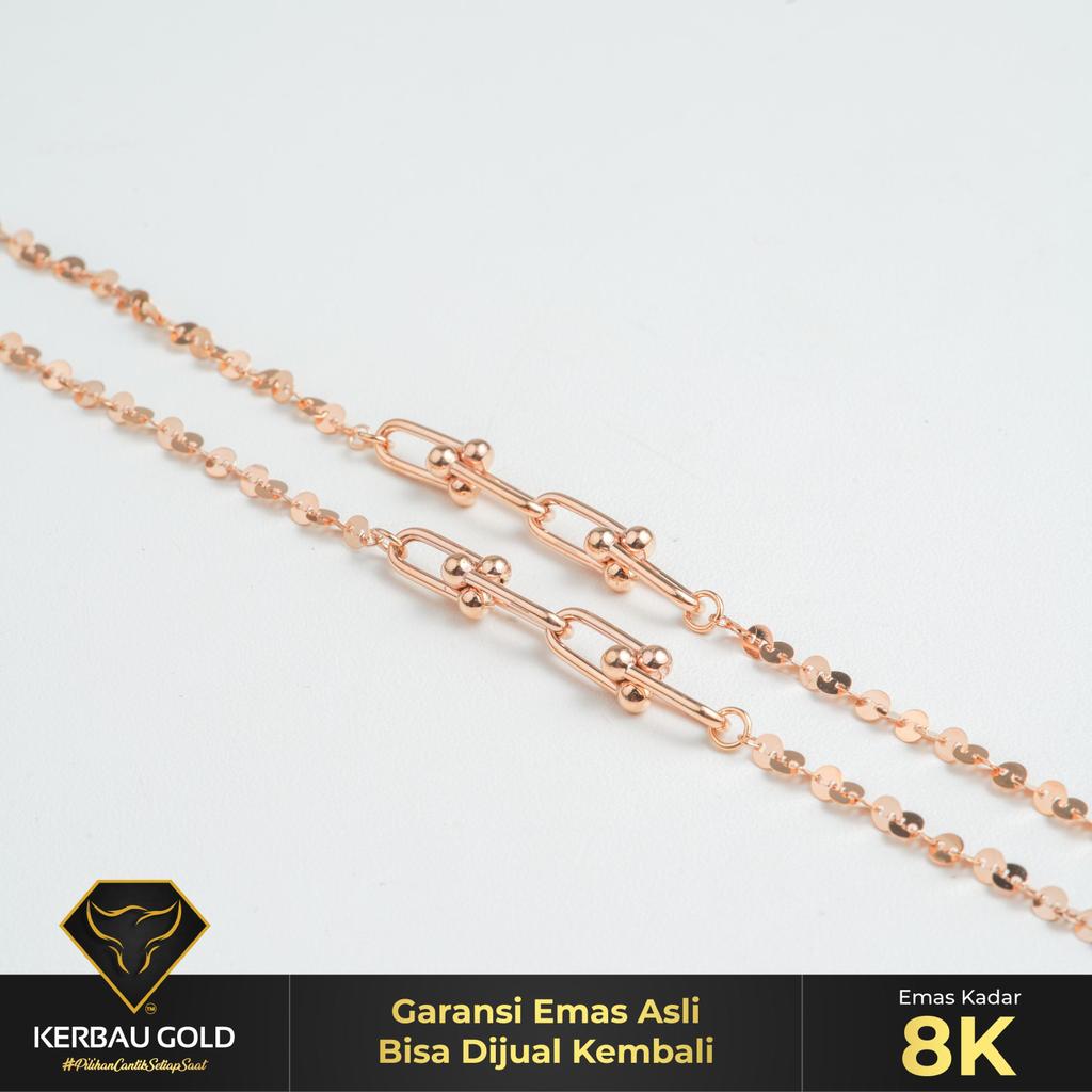 [Kerbau Gold] Gelang Emas Kombinasi Tiff 8K - Emas Asli 100%