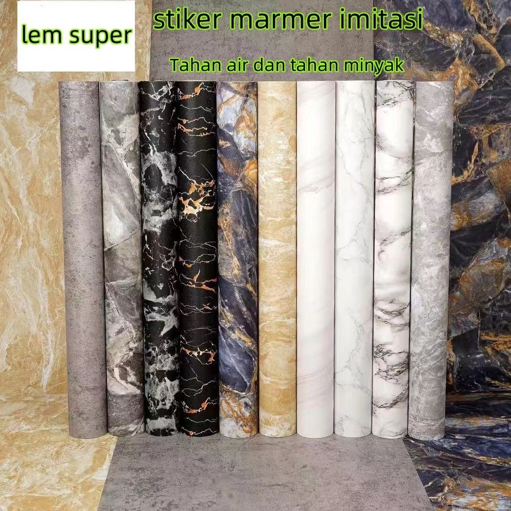 60cm * 10m wallpaper dapur stiker/wallpaper marmer/stiker kabinet meja makan/stiker dinding