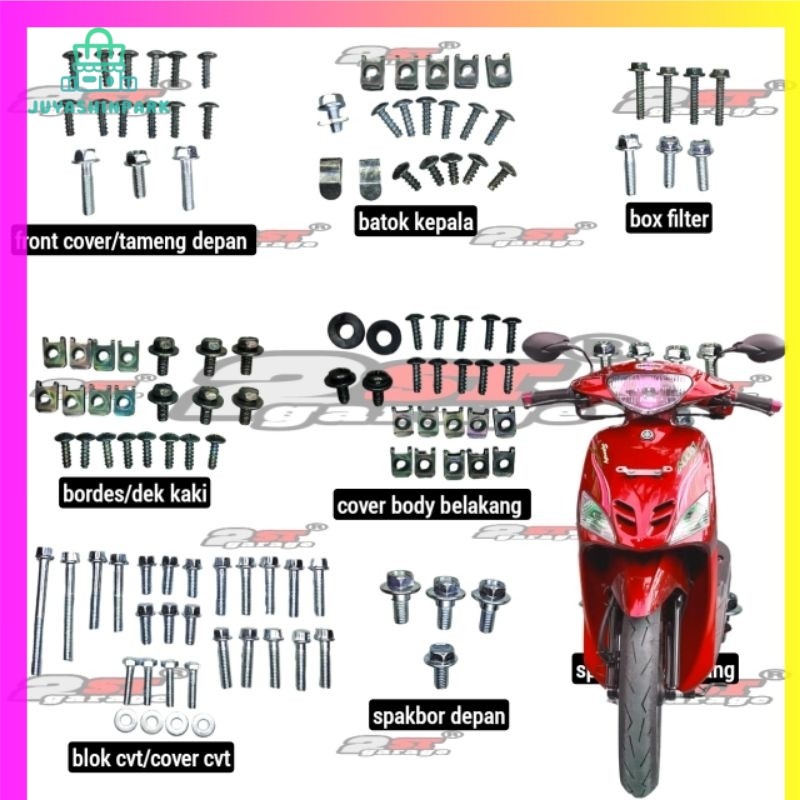 Baut Body Mio Sporty Fullset/Baut Yamaha Mio Sporty Mio Lama Lengkap Full Body