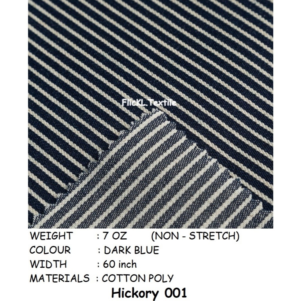 0 Kain Jeans Hickory Bahan Denim Hickory Stripe Denim Hickori Jeans Hickori Stripe Salur