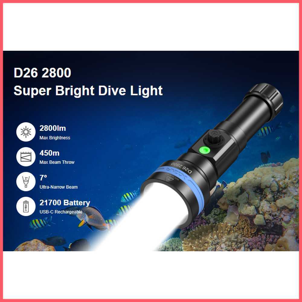 XTAR Senter Selam Diving Flashlight LED High Beam IPX8 2800 Lumens - D26 2800