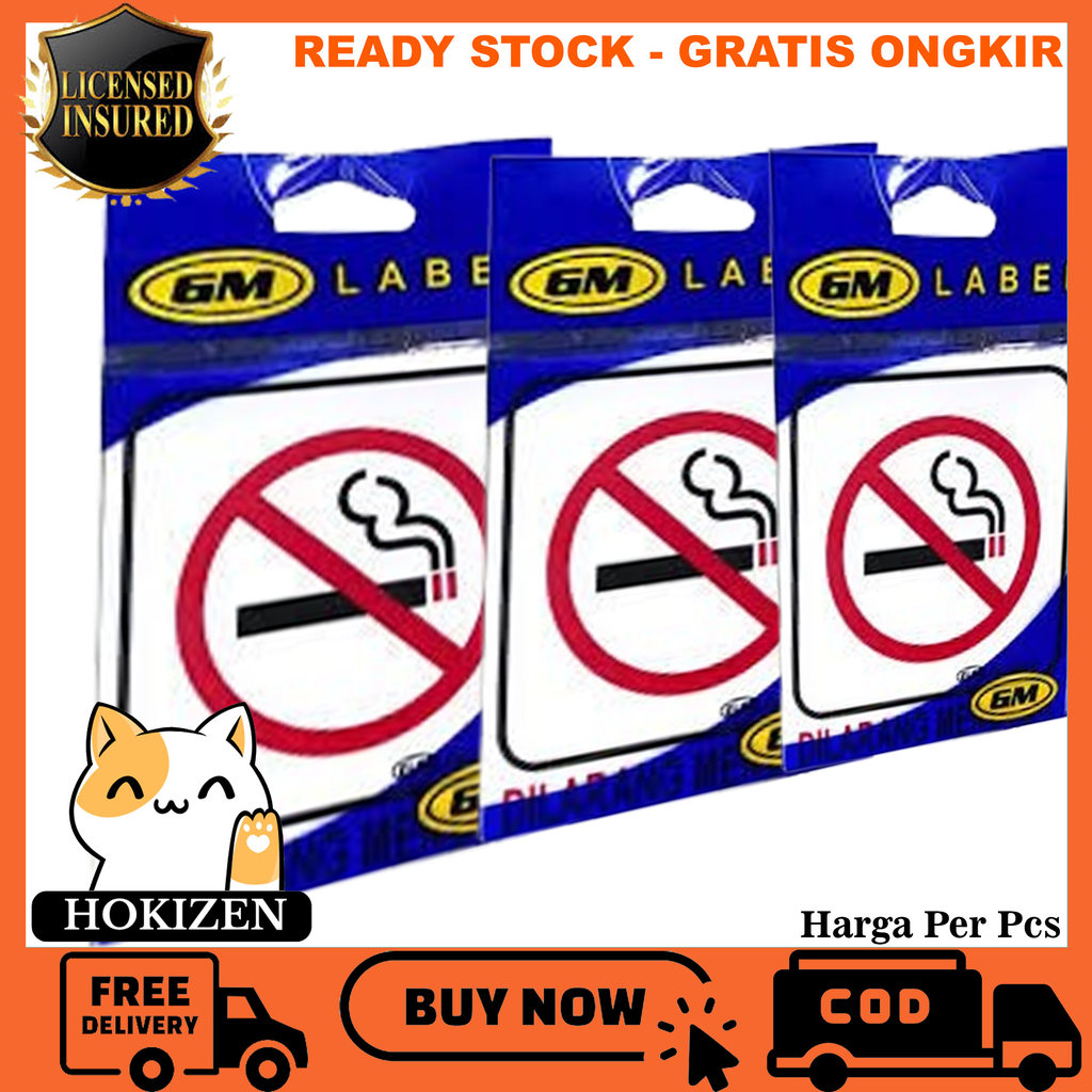 Sign Board No Smoking Acrylic Papan Stiker Dilarang Merokok Label Peringatan Kaca Dinding Kamar Mand