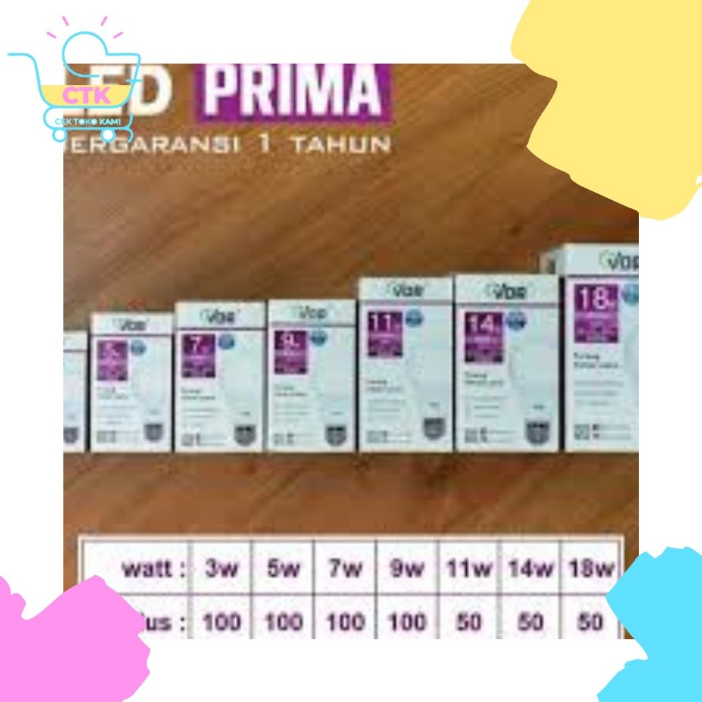 VDR Lampu Bohlam Led Prima 3 5 7 9 11 14 18 22 watt