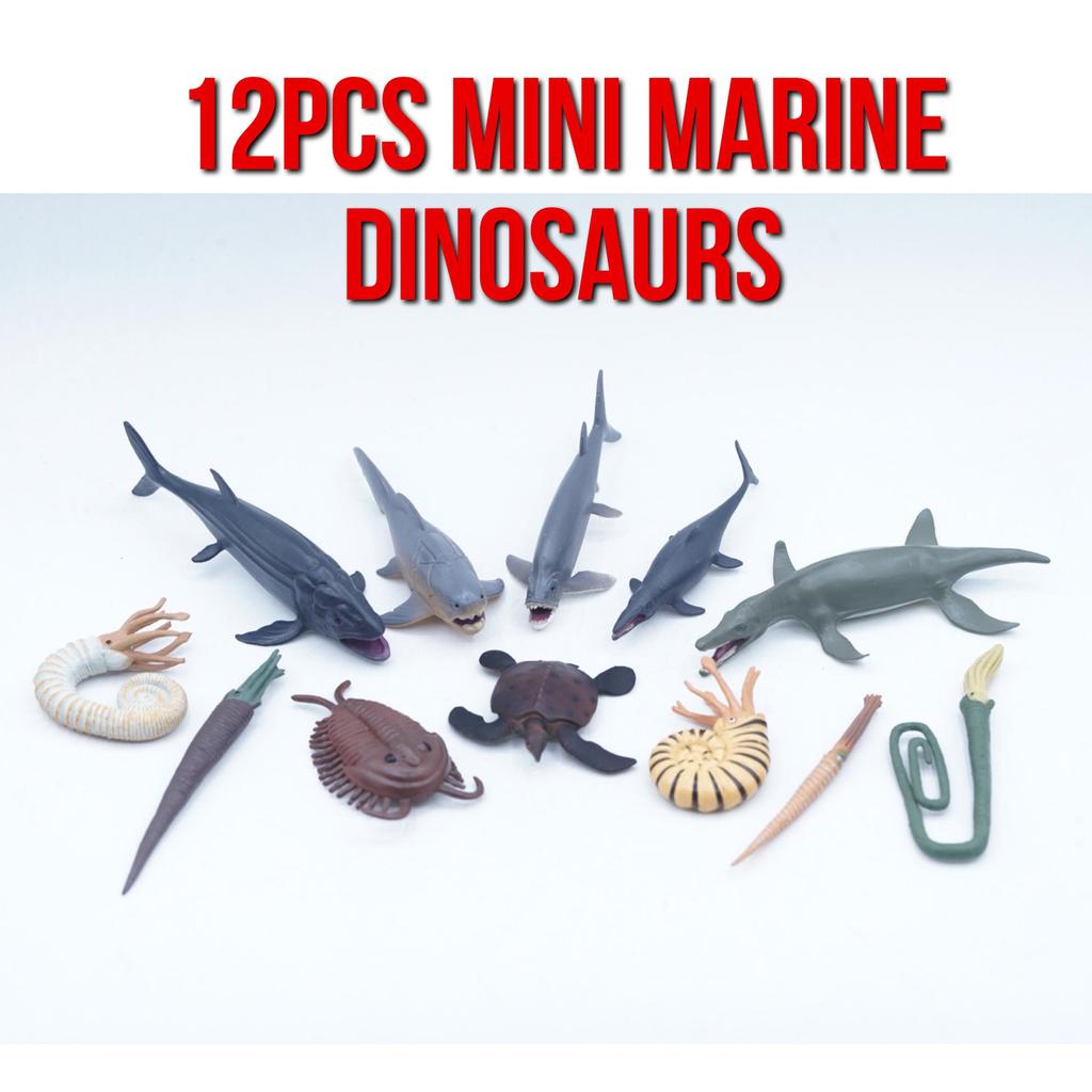 KORI 12Pcs In BOX Mini Marine Dinosaurs Dinosaur Dinosaurus Nautilus Mainan Figure Binatang Miniatur