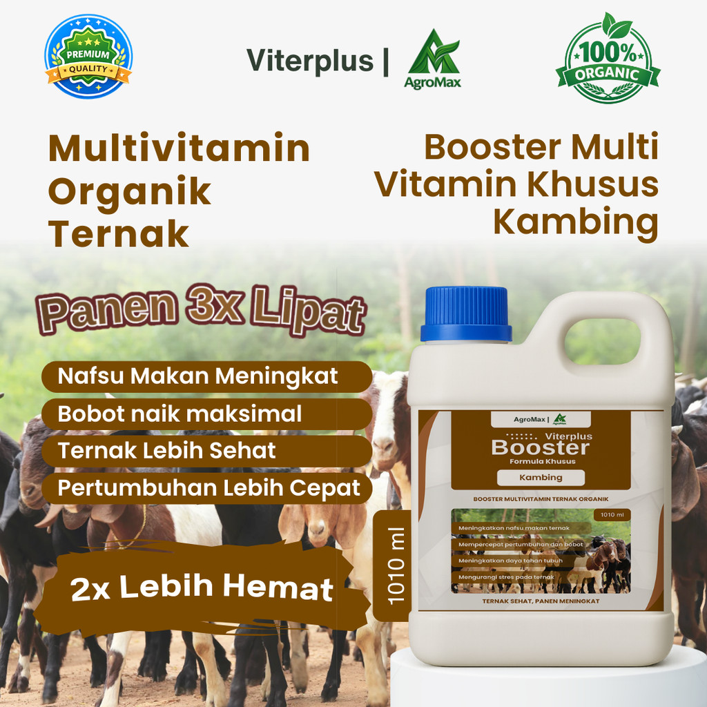 Viterplus Vitamin Kambing  Booster Imun & Penambah Nafsu Makan | Suplemen Ternak Kambing Etawa Kacan