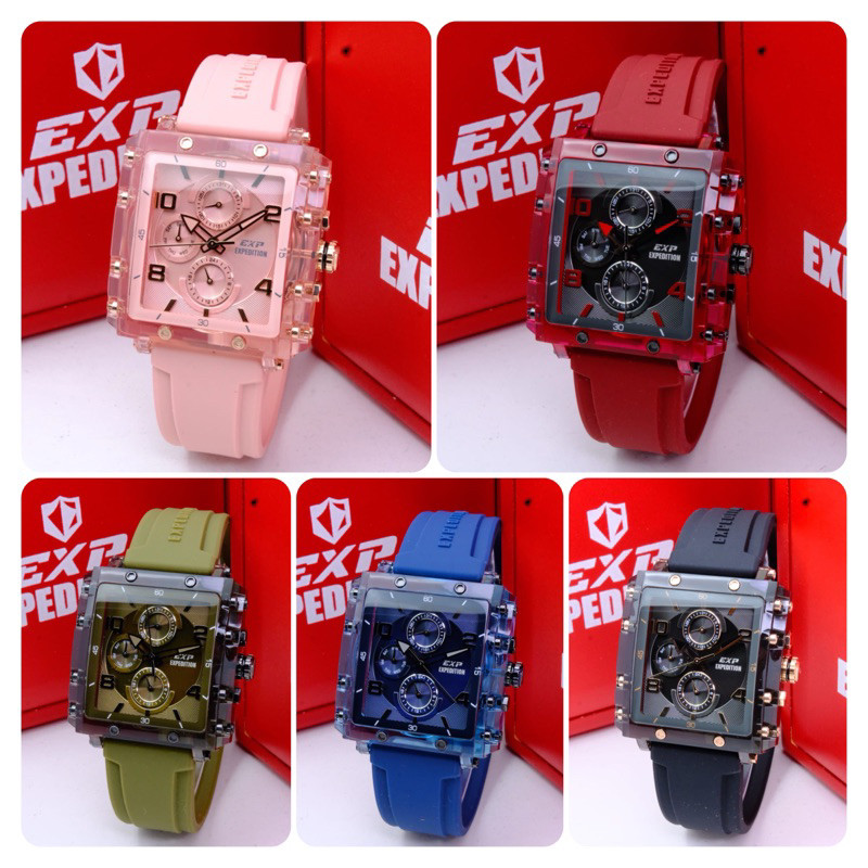 PENGIRIMAN CEPAT JAM TANGAN WANITA EXPEDITION E 6808 M / 6808 ORIGINAL STRAP RUBBER SILICONE