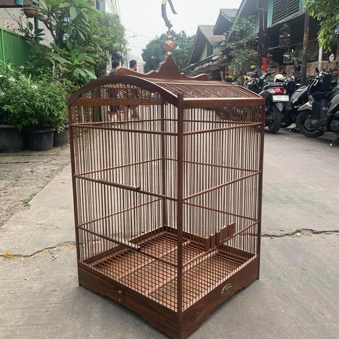 SANGKAR KANDANG MURAI KOTAK CMS JATI UK 45 50 55 - Cokelat jati, 45x45