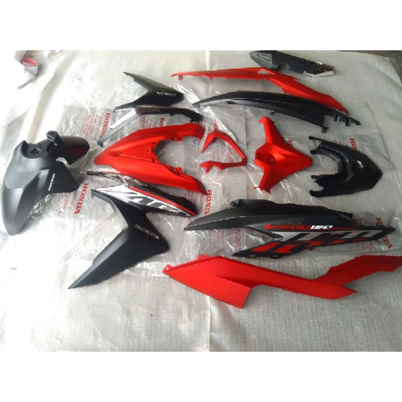 Paketan Full Set Body Halus Vario 150 All New LED 2020 Sampai 2021 Hitam Merah Doff