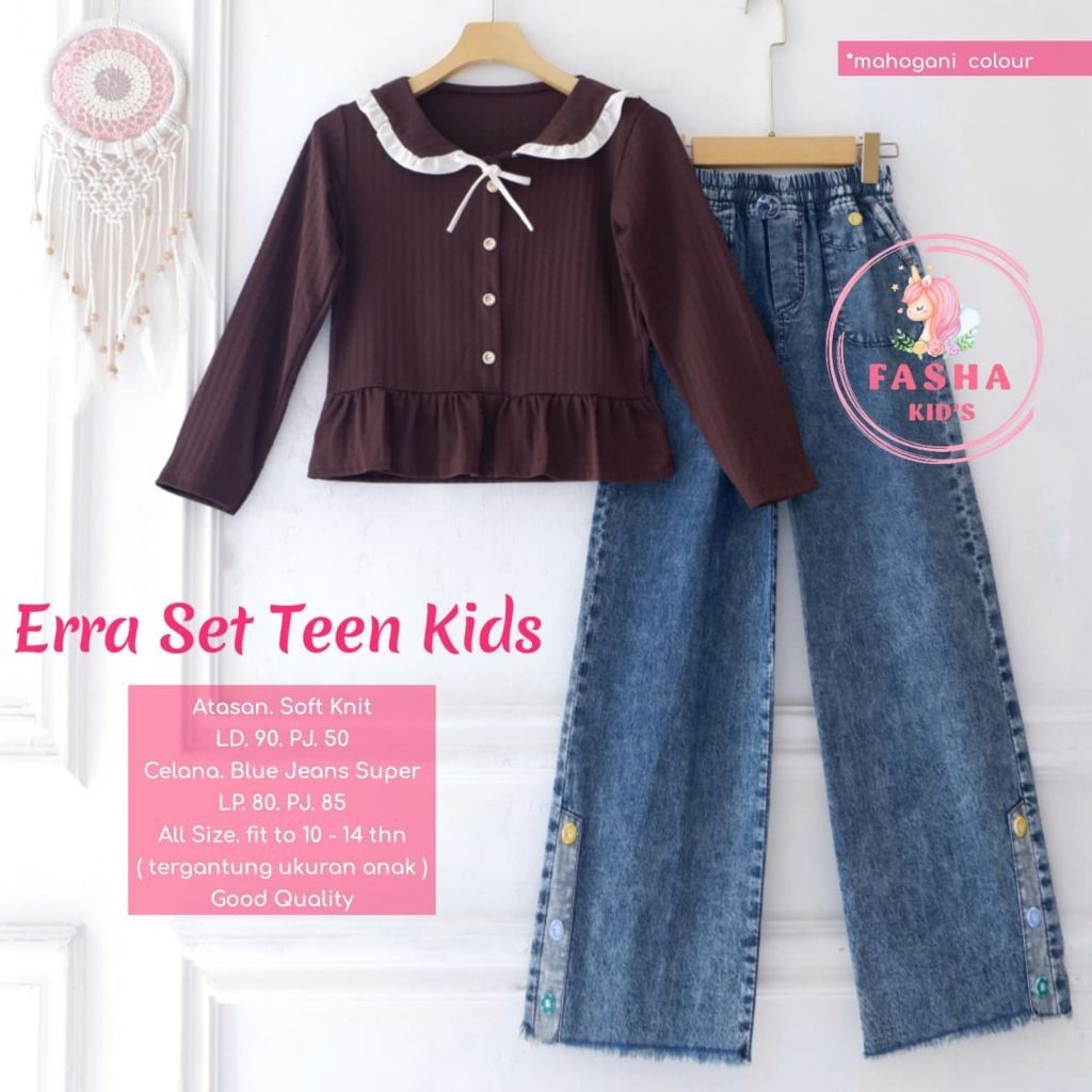 2602    Erra setelan celana kulot jeans muslim anak perempuan by Fasha kids