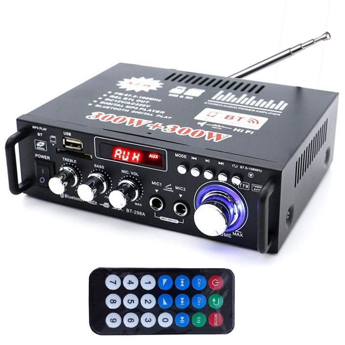 (BISA COD) Power Ampli Amplifier Bluetooth Karaoke Home Theater FM Radio 600W Original Bass - Amplif
