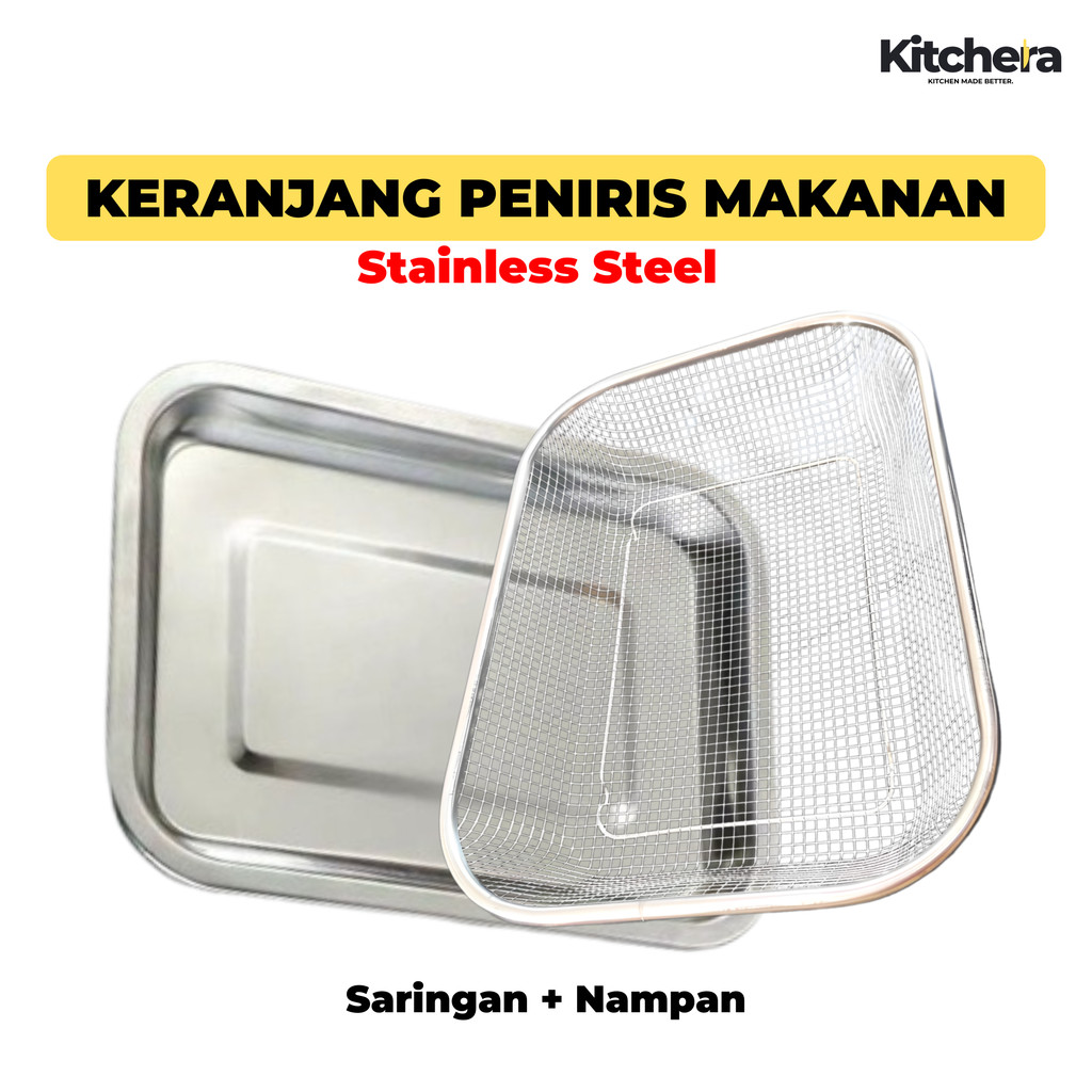 Saringan Stainless SET Nampan Peniris Minyak Saringan Minyak Goreng Peniris Gorengan