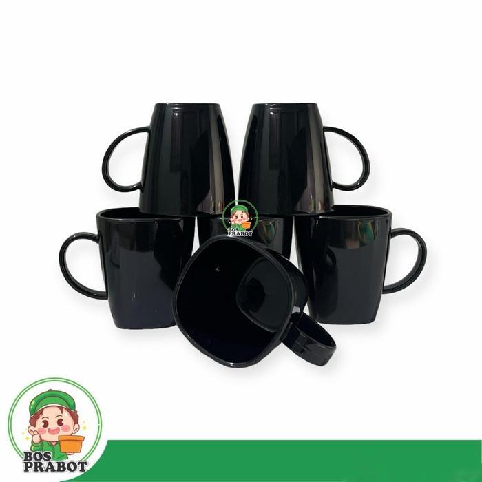 GIFTEMPIRE 6 PCS MUG MELAMIN SEMI / MUG KOPI SEMI MELAMIN / MUG SEMI MELAMIN UNIK / MUG WARNA - WARN